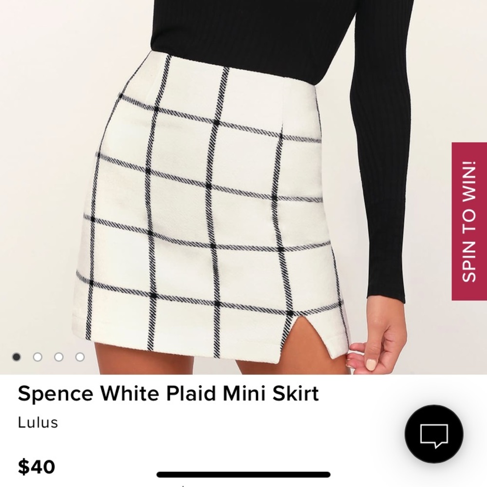 Lulus white plaid skirt